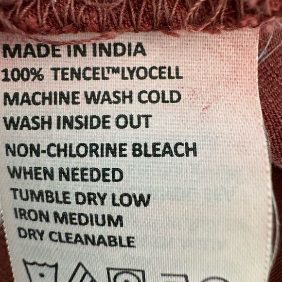 Prana Doryan Shirt Dress Women's Large Vino Button Front Roll Tab Sleeve Tencel - Picture 8 of 9